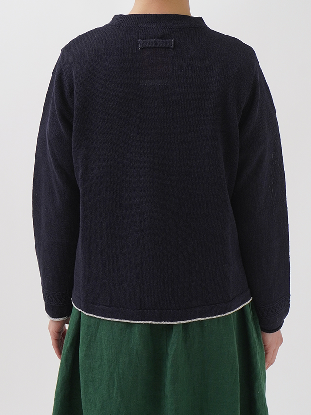 7Gリネン度詰 スタンド襟カーディガン