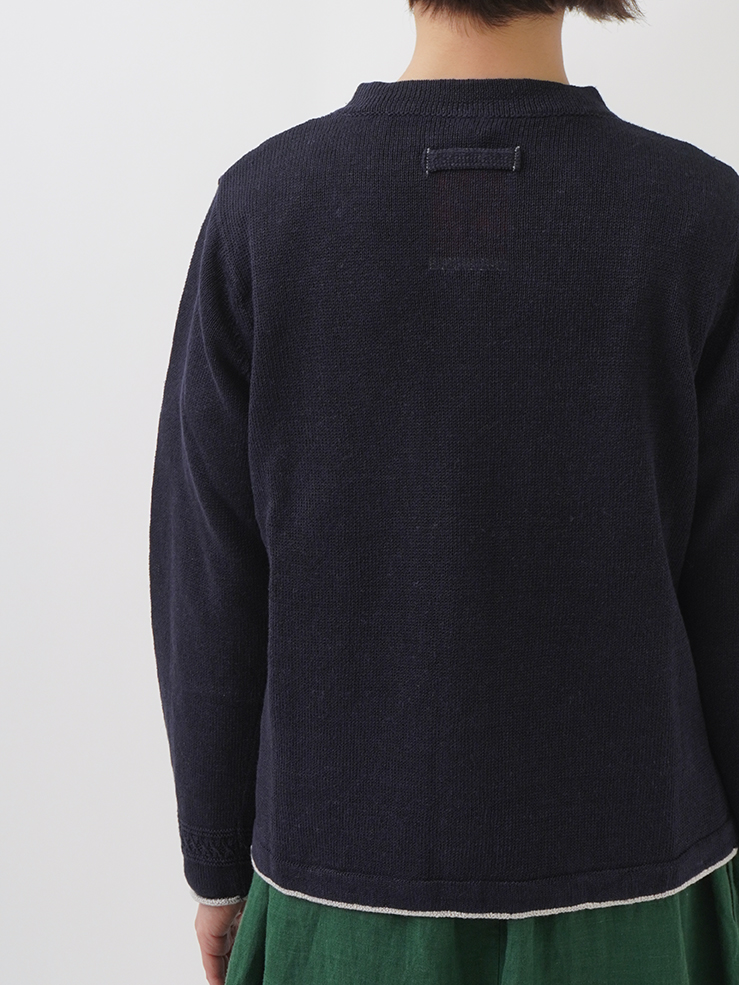 7Gリネン度詰 スタンド襟カーディガン