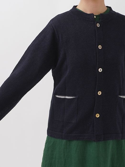 パラスパレス　7Gパウダーウール　スタンド襟　カーディガン　サイズ2 7Gリネン度詰 スタンド襟カーディガン