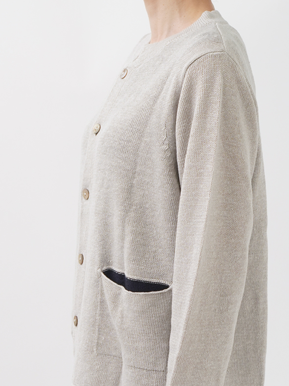 7Gリネン度詰 スタンド襟カーディガン