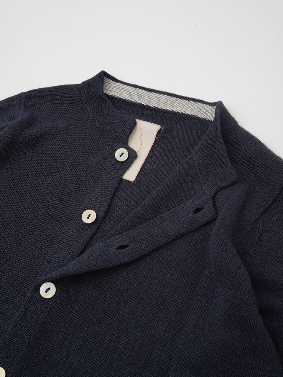 7Gリネン度詰 スタンド襟カーディガン