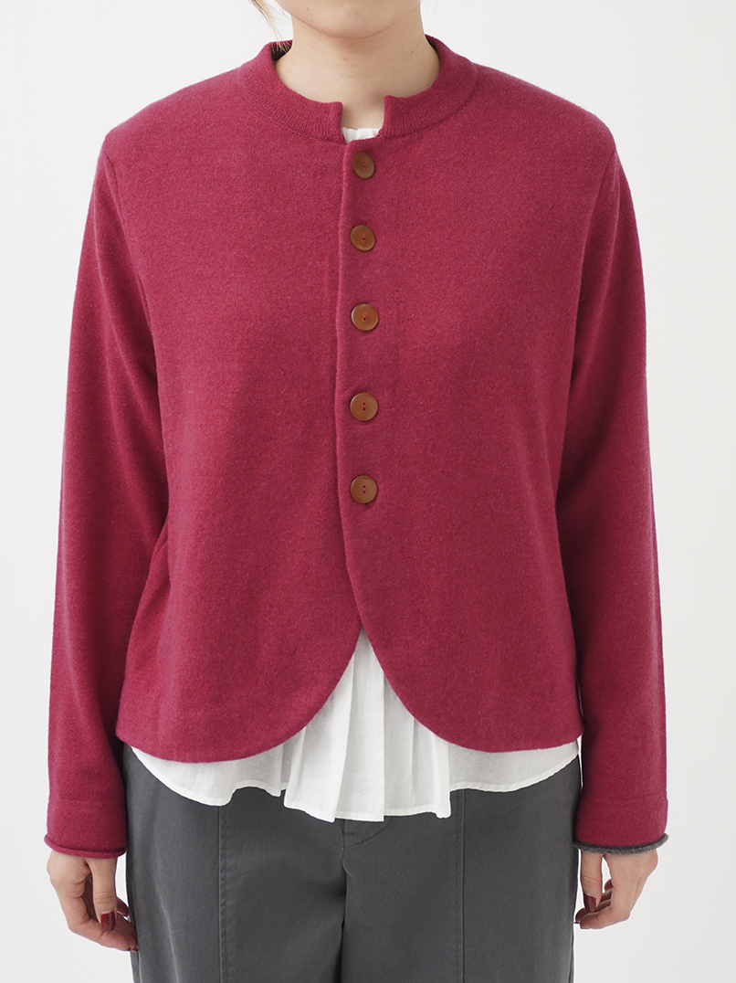 12Gウルグアイウール スタンド襟カーディガン