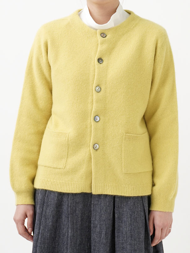 7Gラクーンウール クルー襟カーディガン