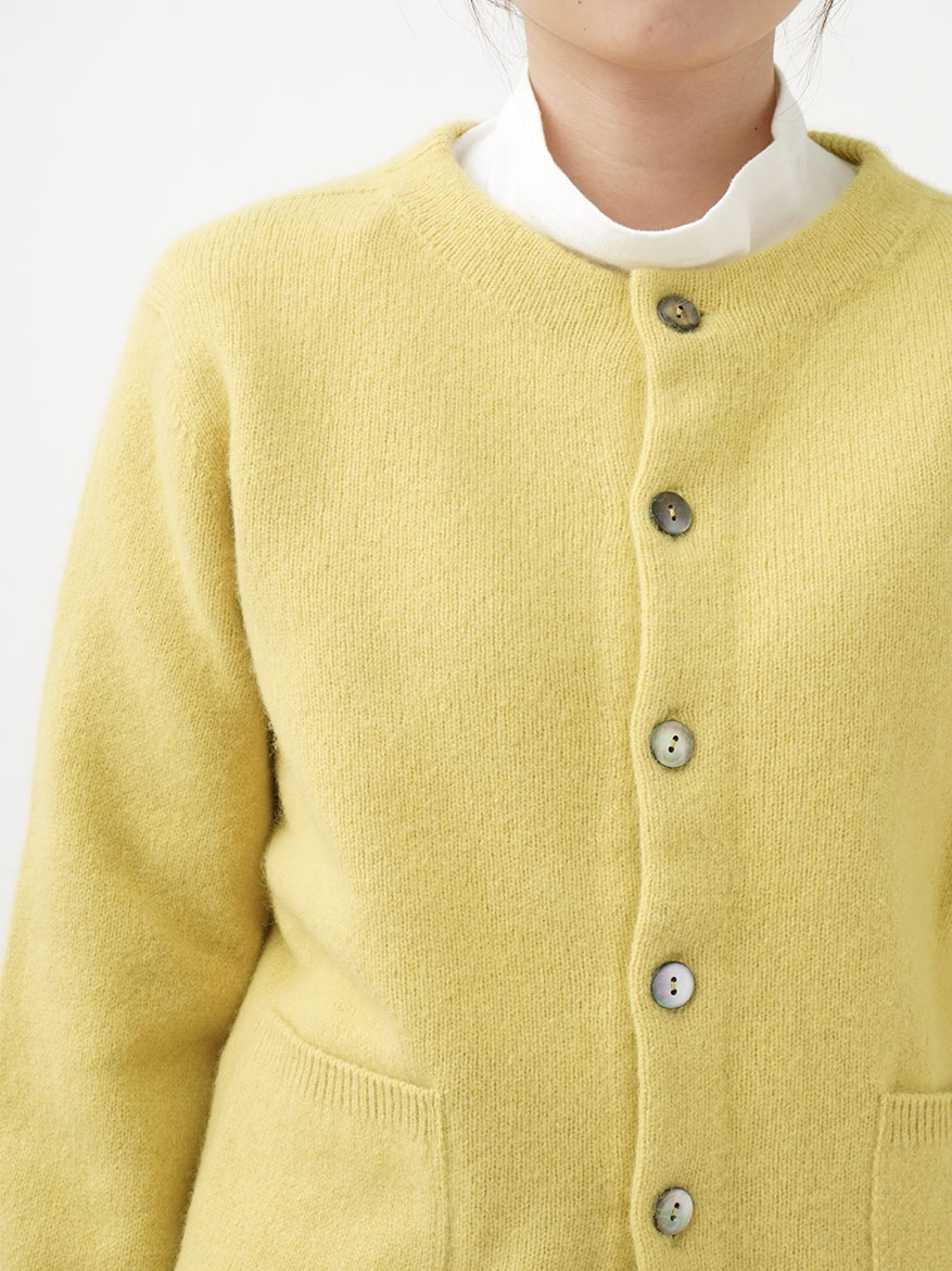 7Gラクーンウール クルー襟カーディガン