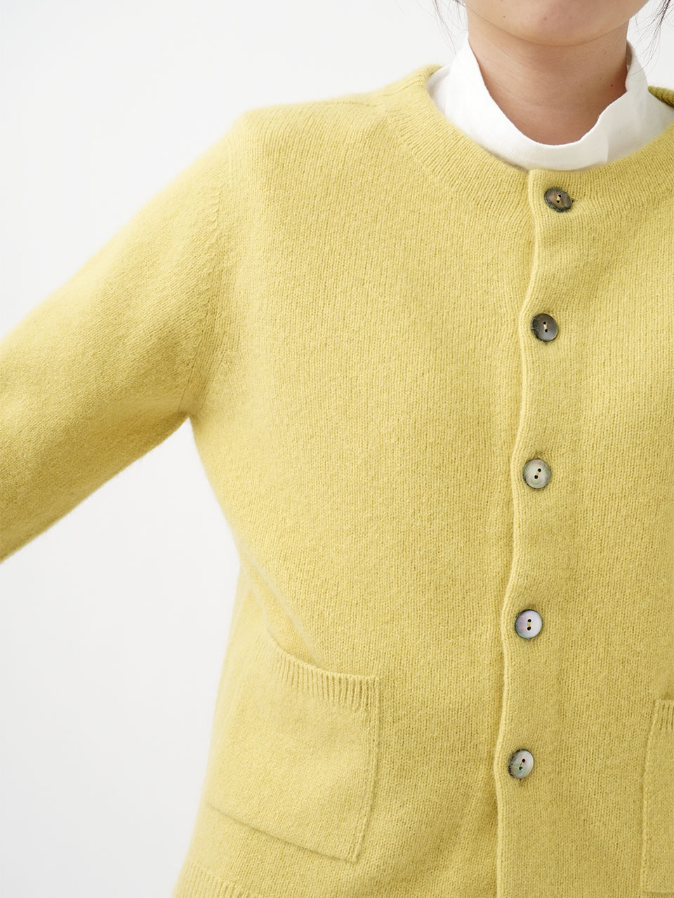 7Gラクーンウール クルー襟カーディガン