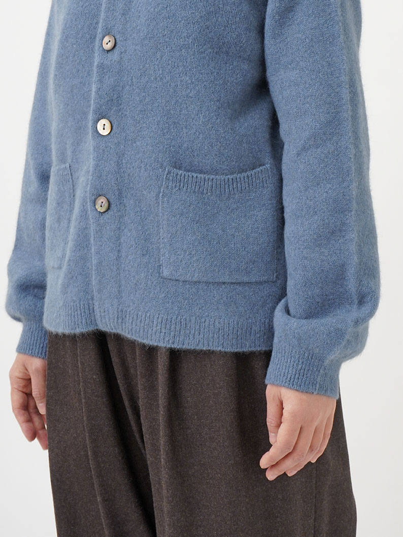 7Gラクーンウール クルー襟カーディガン