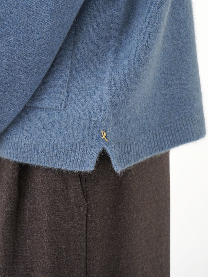 7Gラクーンウール クルー襟カーディガン