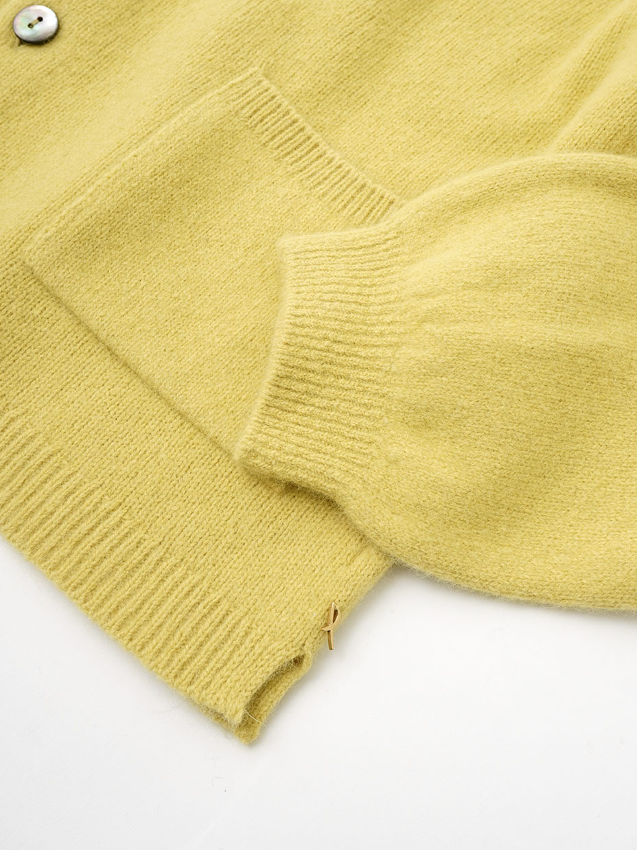 7Gラクーンウール クルー襟カーディガン