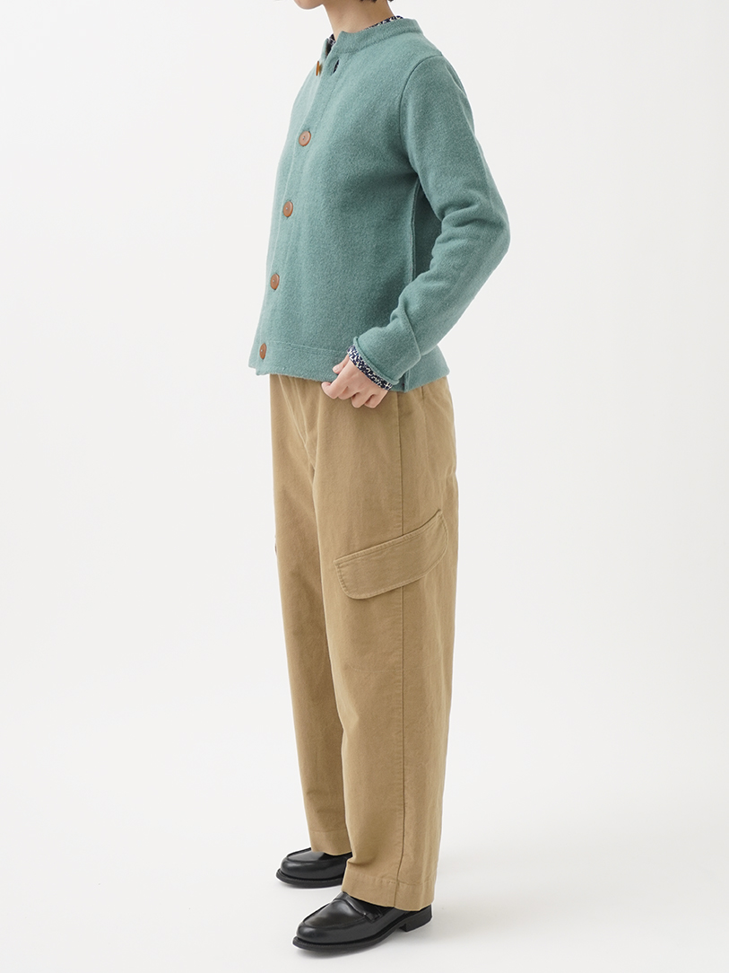 7Gパウダーウール クルー襟カーディガン