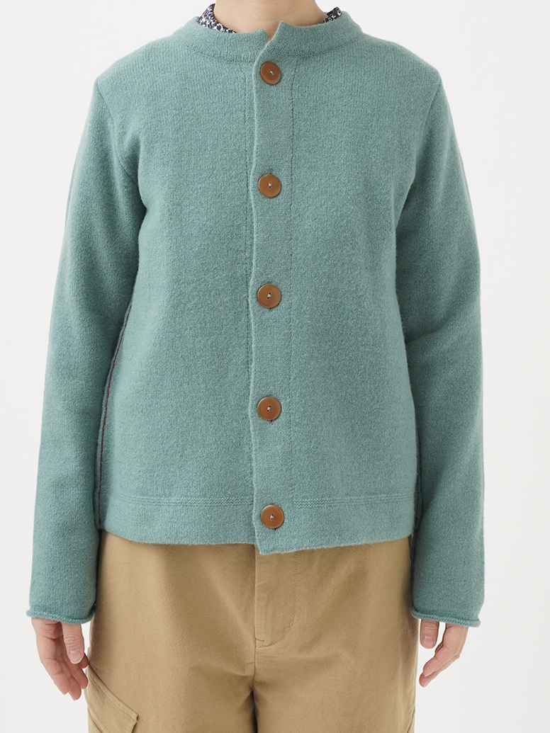 7Gパウダーウール クルー襟カーディガン