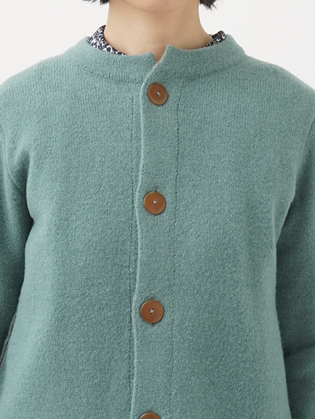 7Gパウダーウール クルー襟カーディガン