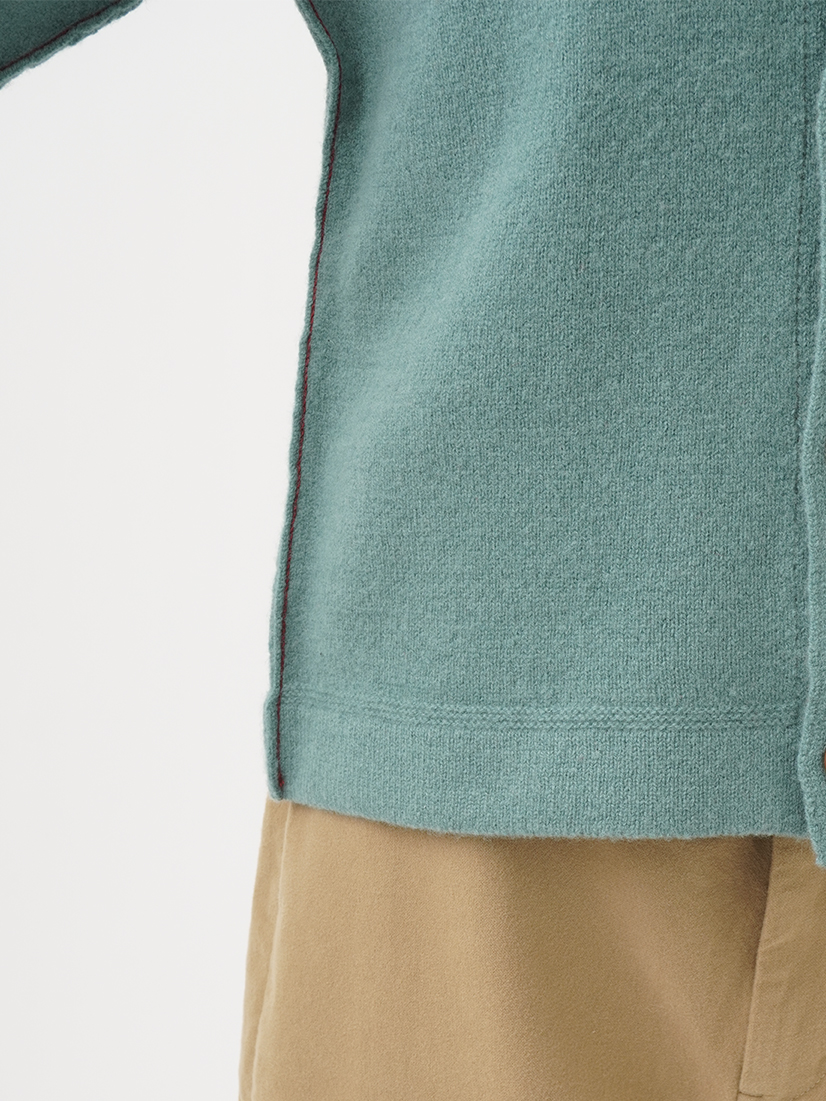 7Gパウダーウール クルー襟カーディガン