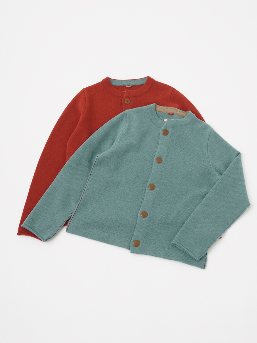 7Gパウダーウール クルー襟カーディガン