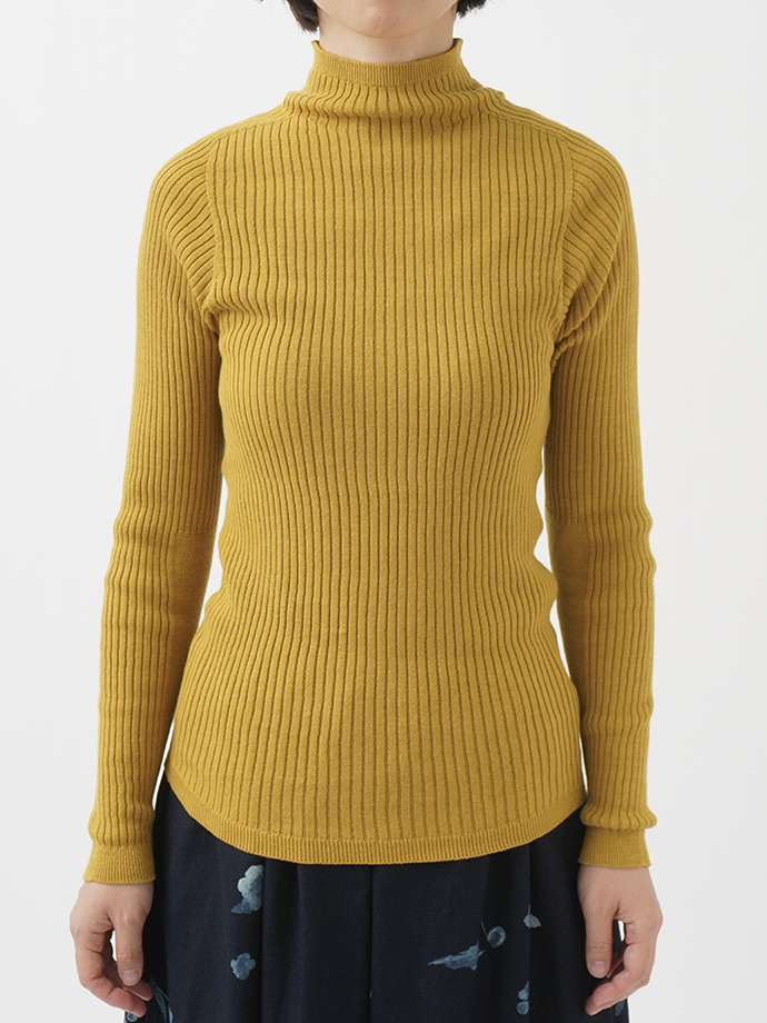 【新品未使用】ARCHIVIO イエロー ハイネックプルオーバー 15Gコットンコーマ ハイネックプルオーバー