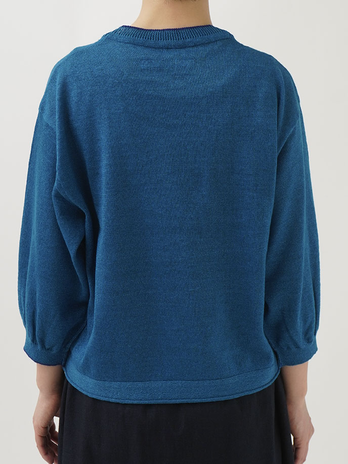 12Gコットンリネン杢 クルー襟プルオーバー