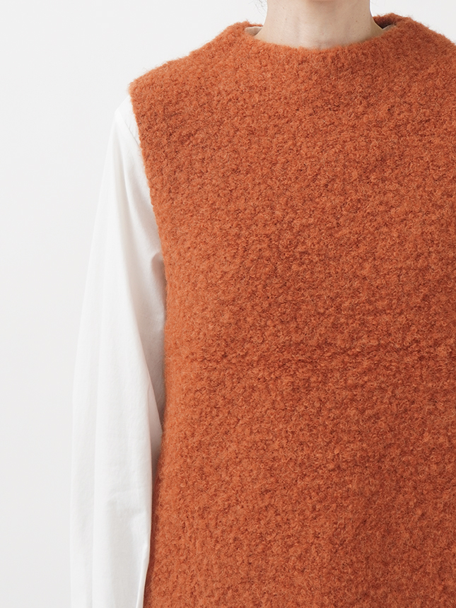 パラスパレス3Gアルパカベスト 3Gアルパカブークレー 前開きロングベスト