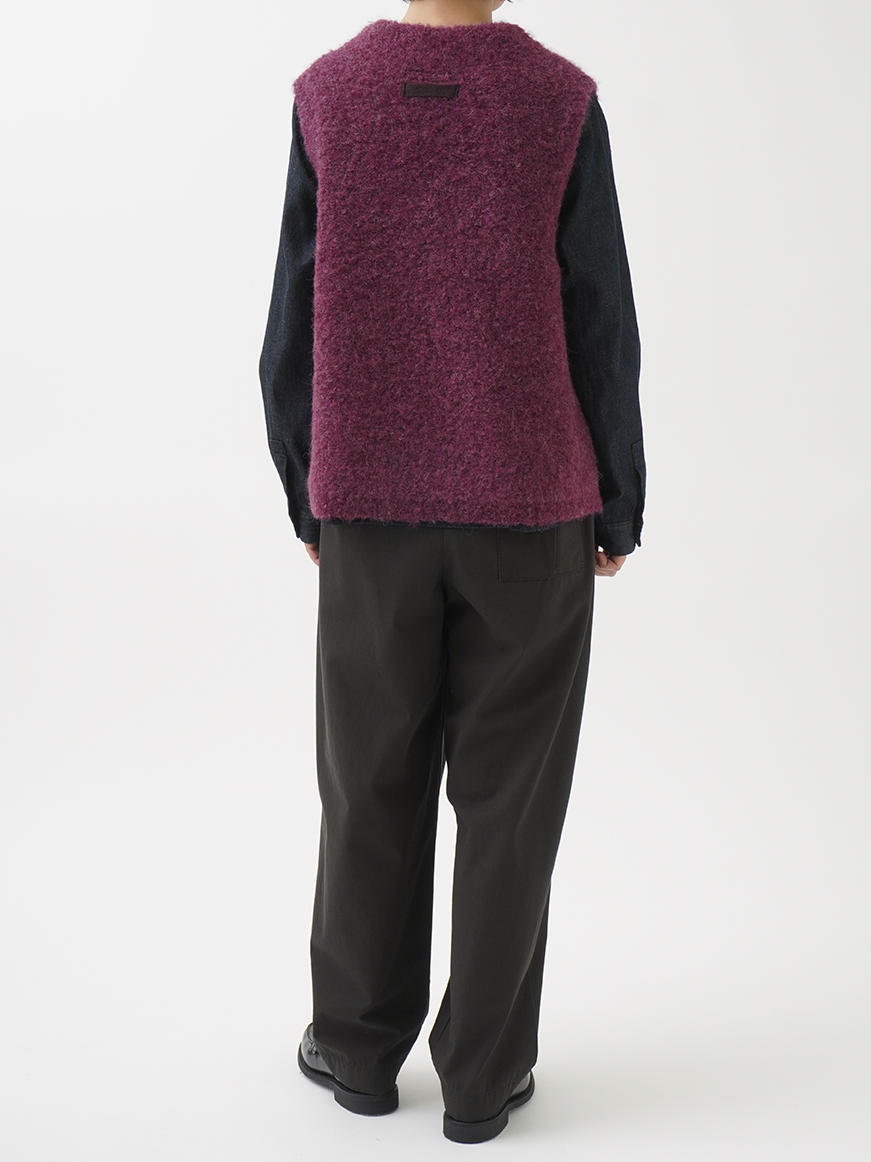 3Gアルパカブークレー モック襟ベスト