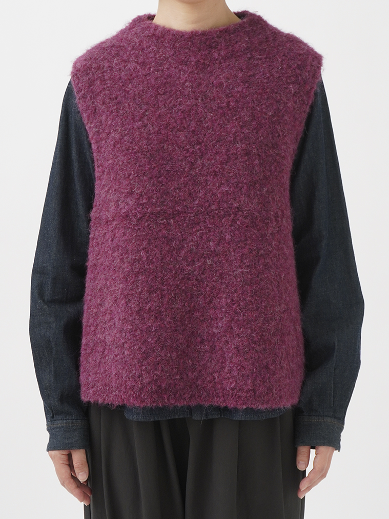 3Gアルパカブークレー モック襟ベスト