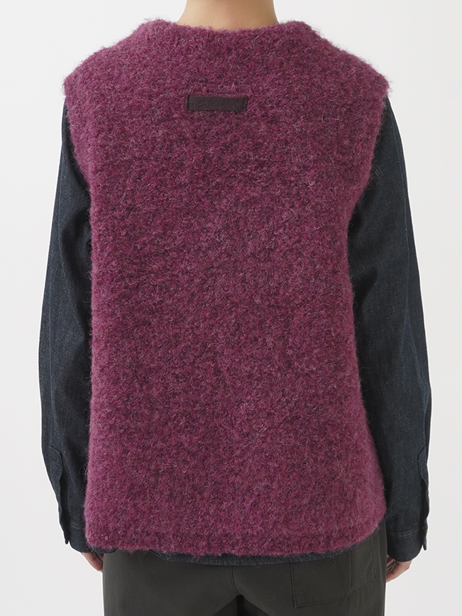 3Gアルパカブークレー モック襟ベスト