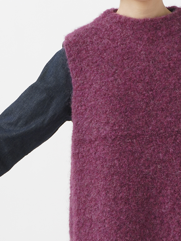 3Gアルパカブークレー モック襟ベスト