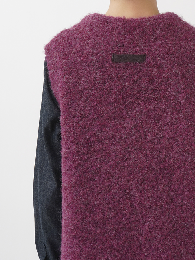 パラスパレス 3Ｇアルパカ ベスト（未使用品） 3Gアルパカブークレー 前開きロングベスト