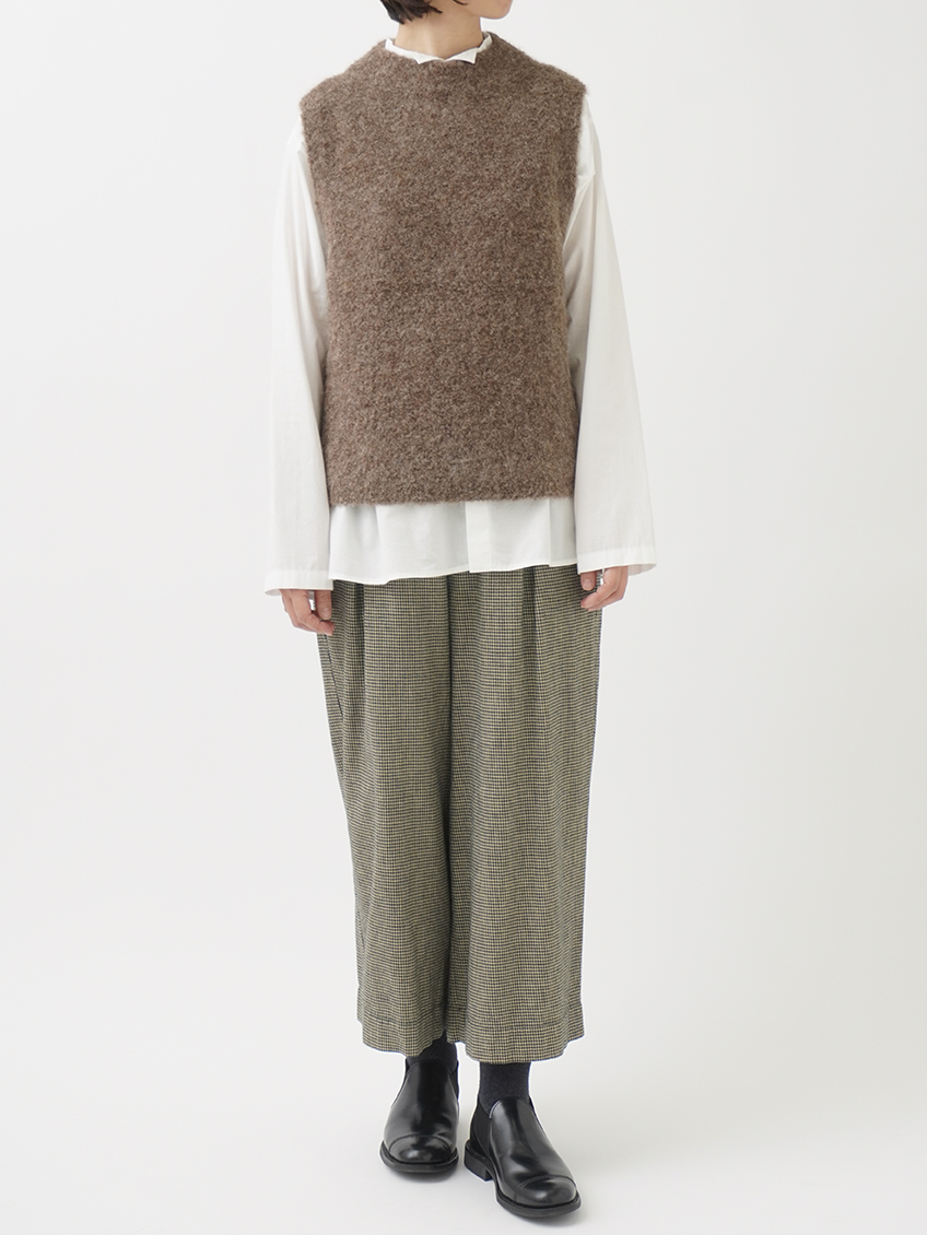 3Gアルパカブークレー モック襟ベスト