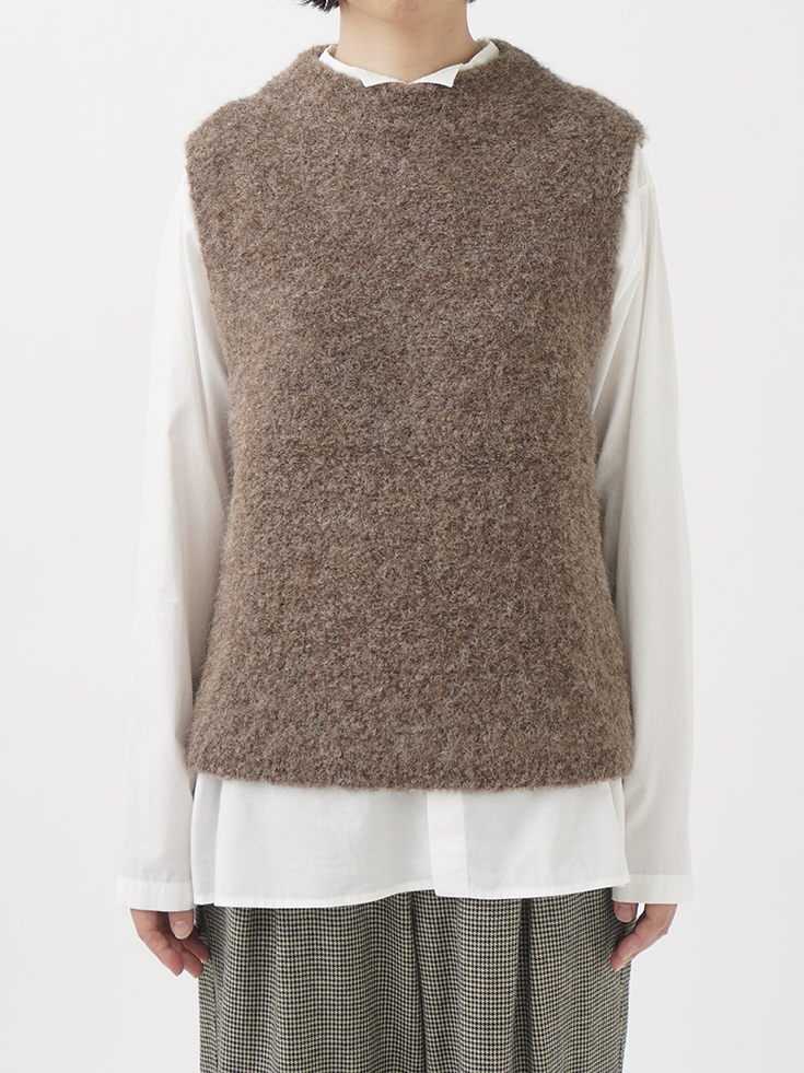 パラスパレス 3Ｇアルパカ ベスト（未使用品） 3Gアルパカブークレー モック襟ベスト