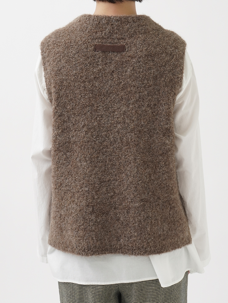 3Gアルパカブークレー モック襟ベスト