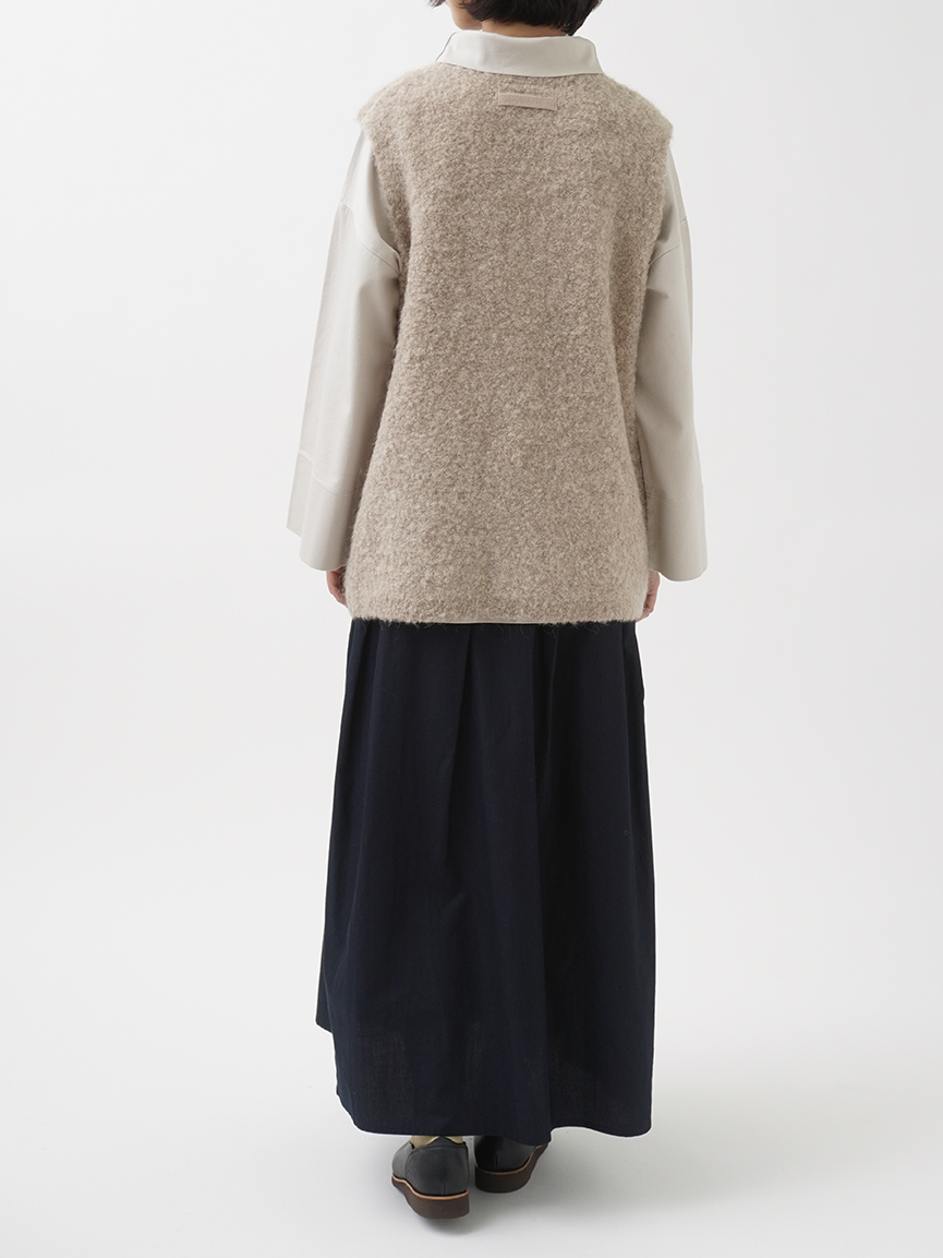 新品タグ付✨かぐれ　2024AW　アルパカルーズベスト　ゆったり　柔らか　グレー 新品タグ付✨かぐれ 2024AW アルパカルーズベスト ゆったり