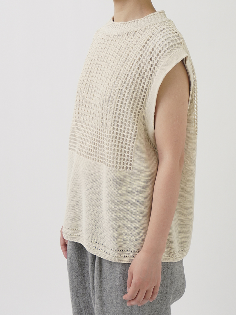 BEIGE シースルーベスト4 サイズ 〕 シアーレース編み ベスト（78-36IG10-204