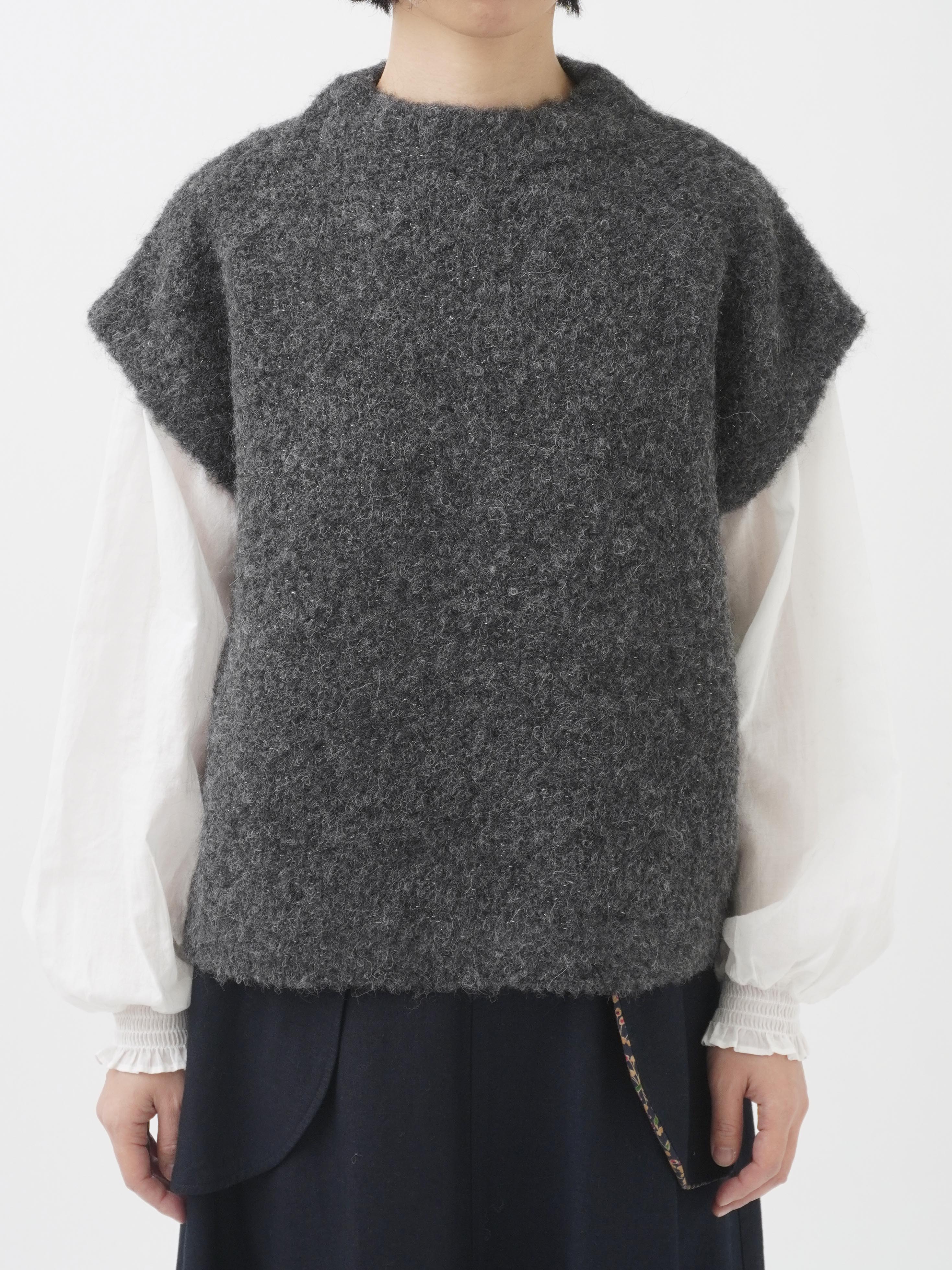 5Gアルパカブークレーラメ モック襟ベスト