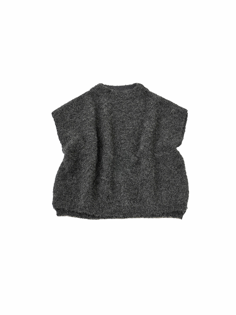 ５Ｇアルパカブークレーラメ　モック襟ベスト
