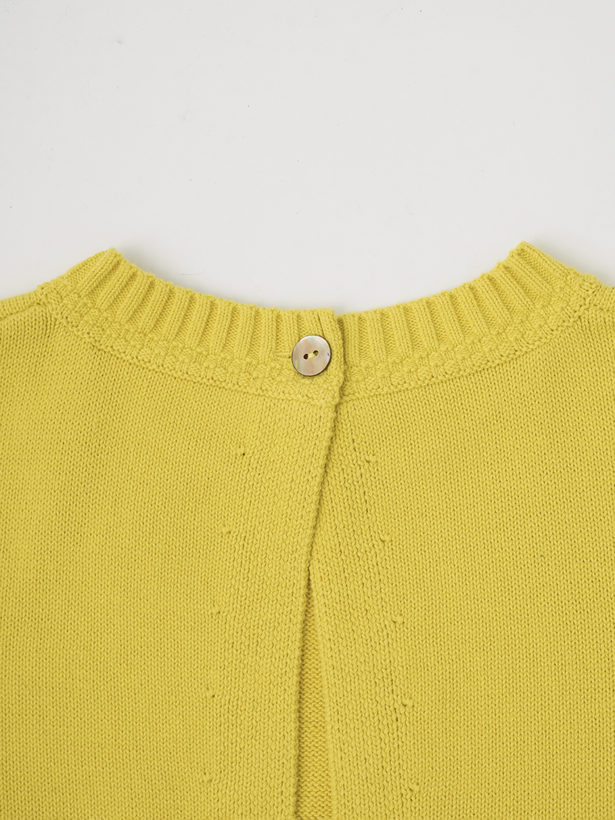 5Gざっくりコットン 後ろ開きクルー襟ベスト