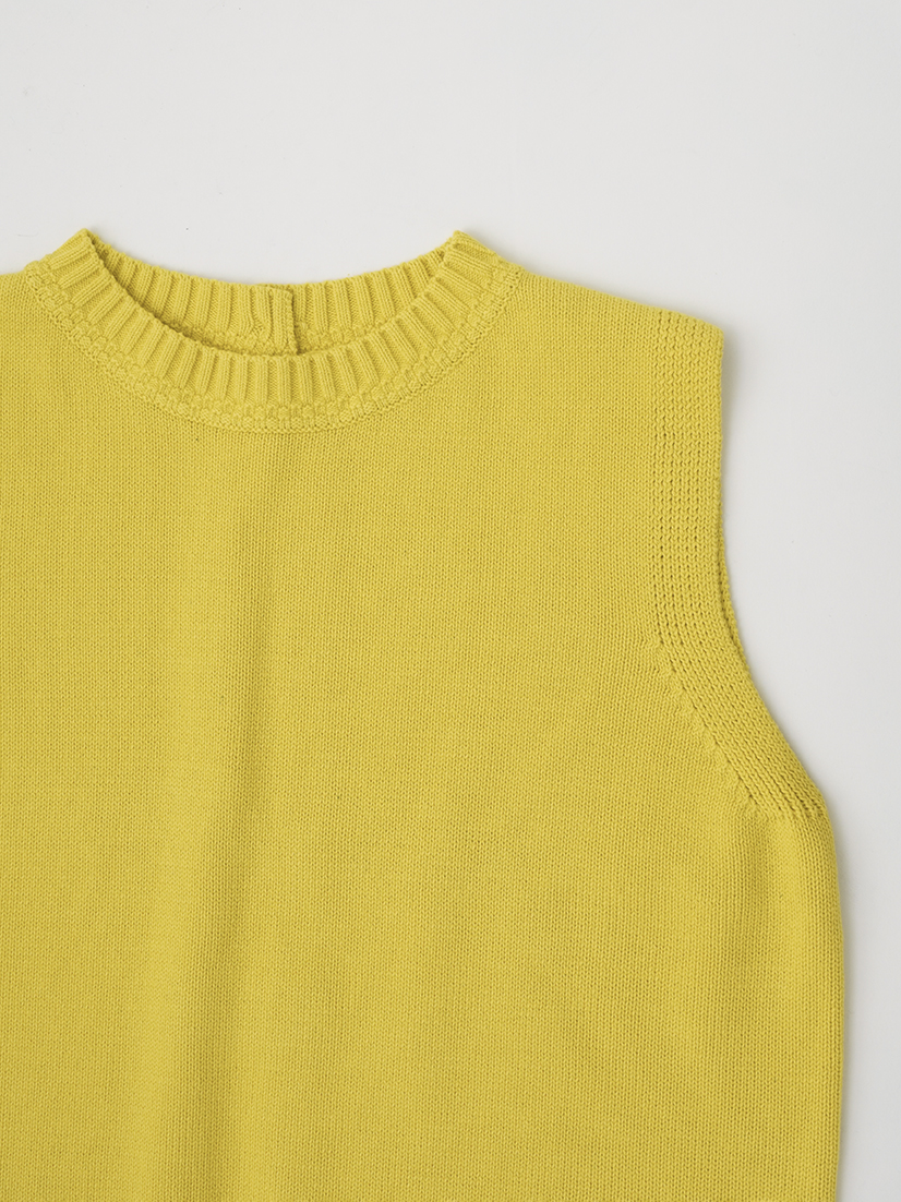 5Gざっくりコットン 後ろ開きクルー襟ベスト