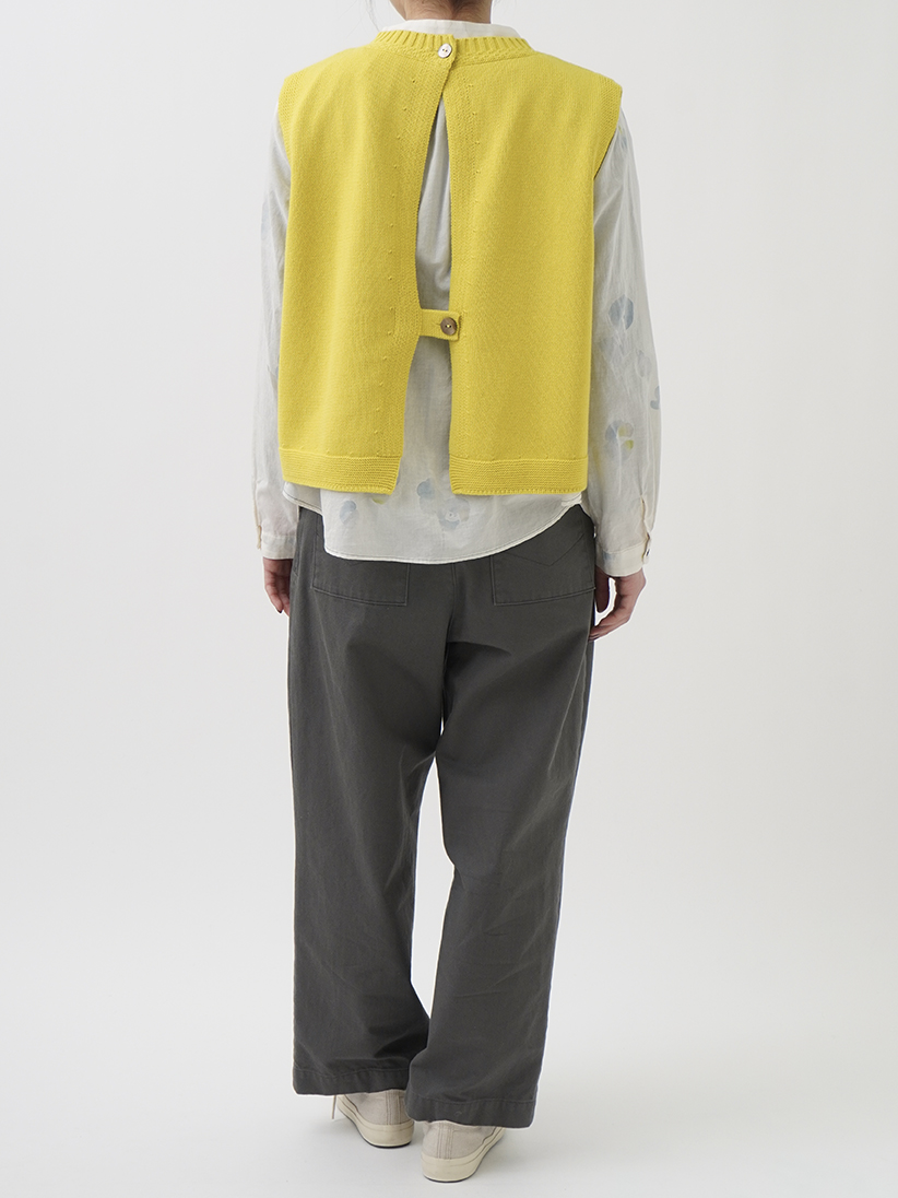 5Gざっくりコットン 後ろ開きクルー襟ベスト