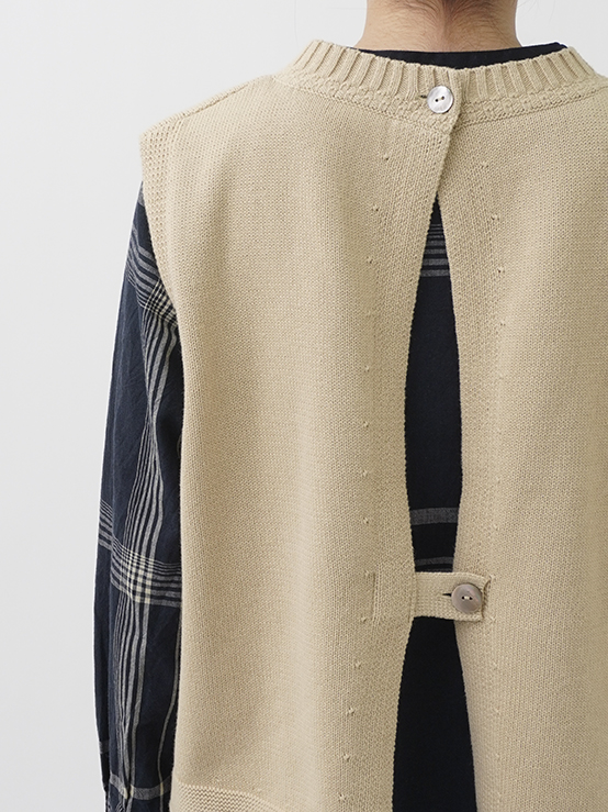 ブラミンク ウールコットン ドローベスト スリット 半袖 38 ベージュ ワークシャツ 半袖 ドローコード|Dickies|ディッキーズ