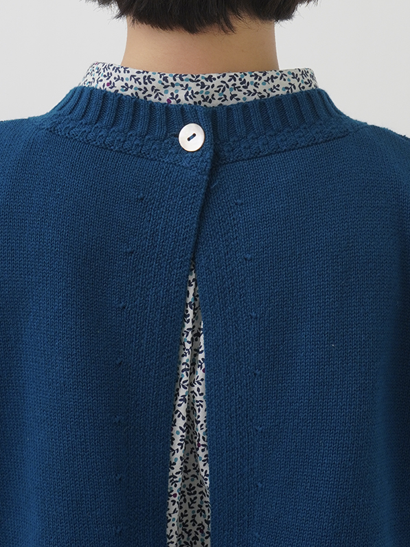 5Gざっくりコットン 後ろ開きクルー襟ベスト