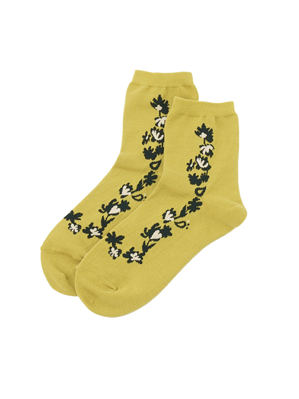 ３０／－綿コーマ　群菊柄ソックス