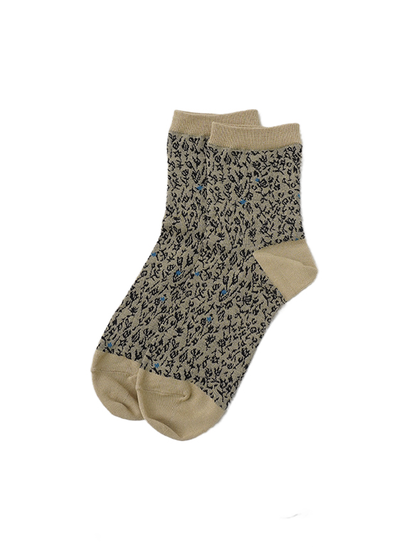 ６４／２綿コーマガスシルケット　草の花柄ソックス