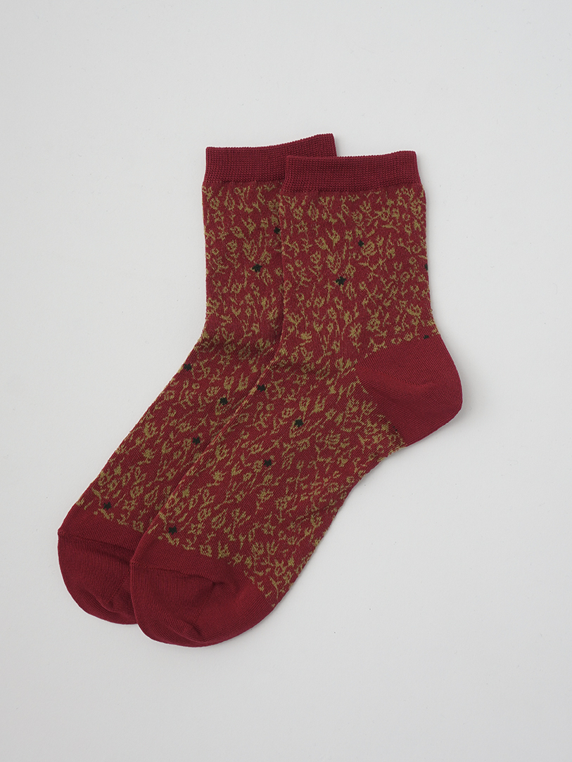 64／2綿コーマガスシルケット 草の花柄ソックス