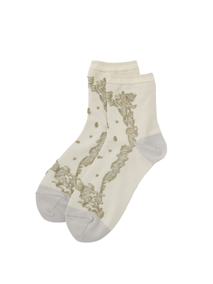 ３０／－綿　草若葉柄ソックス