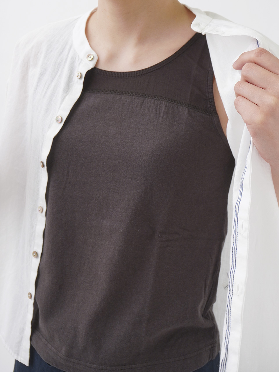 ラフィ天竺ボイル製品染ノースリーブ