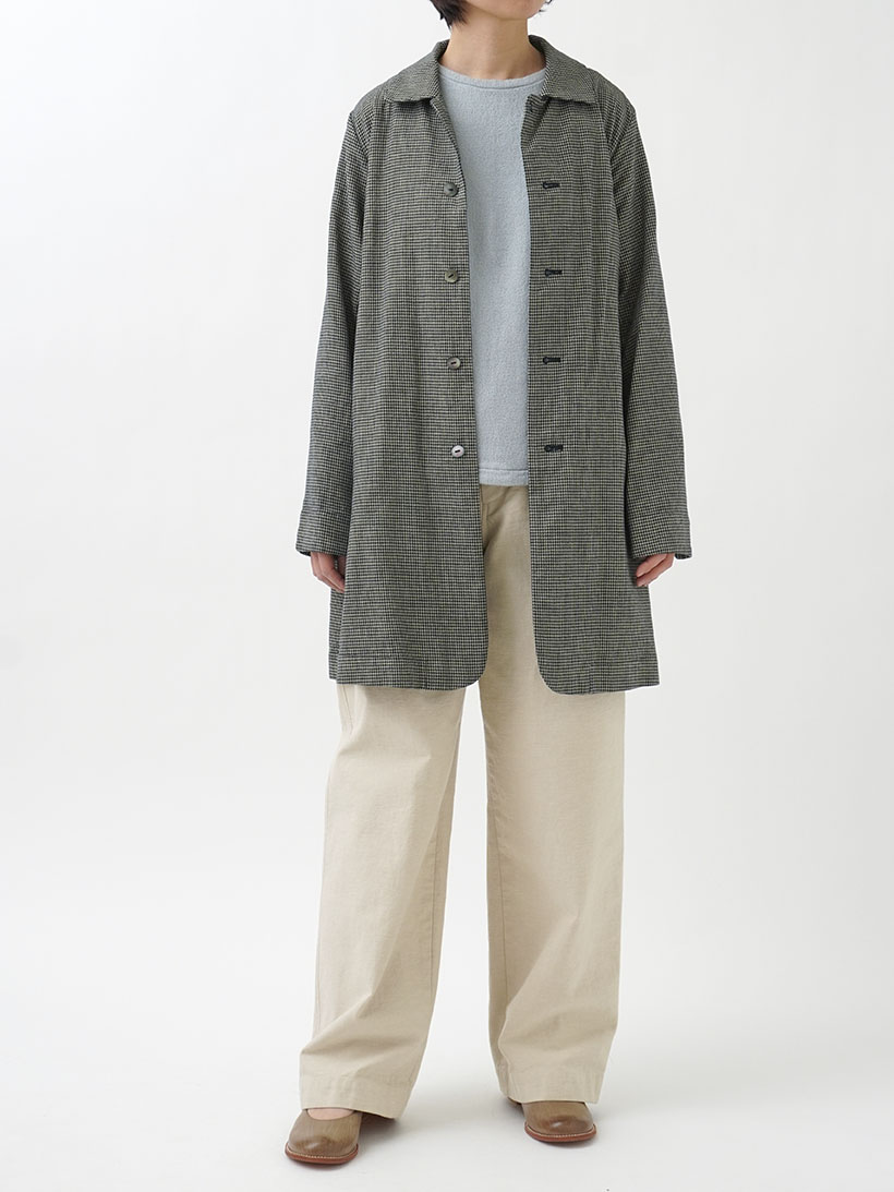インディゴ千鳥ワイド襟コート 