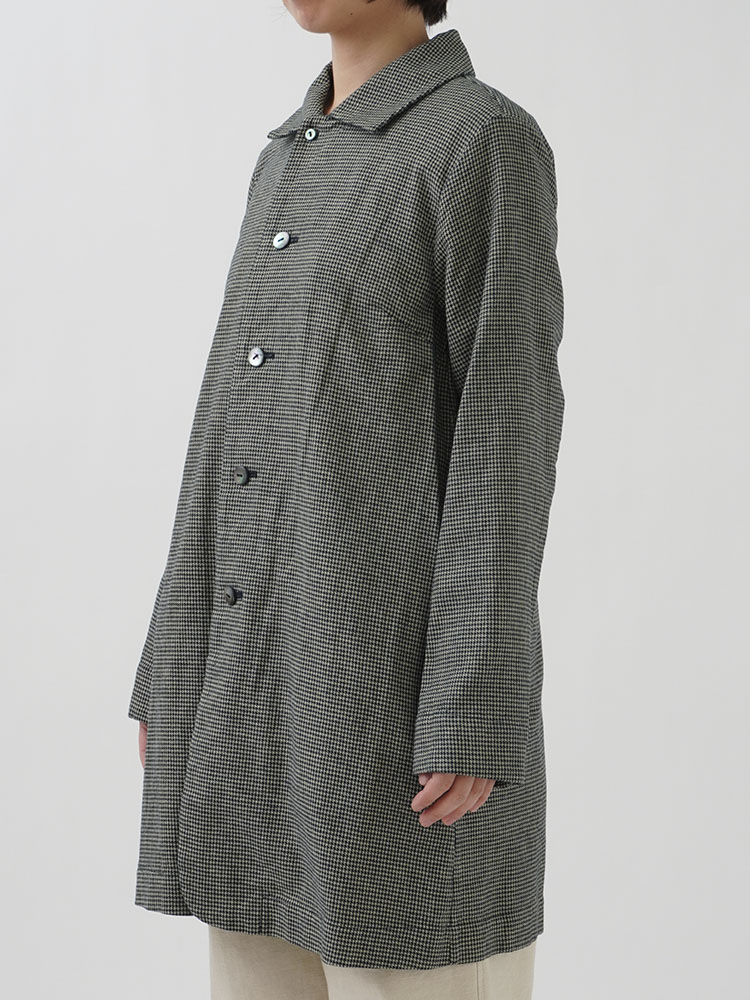 インディゴ千鳥ワイド襟コート 
