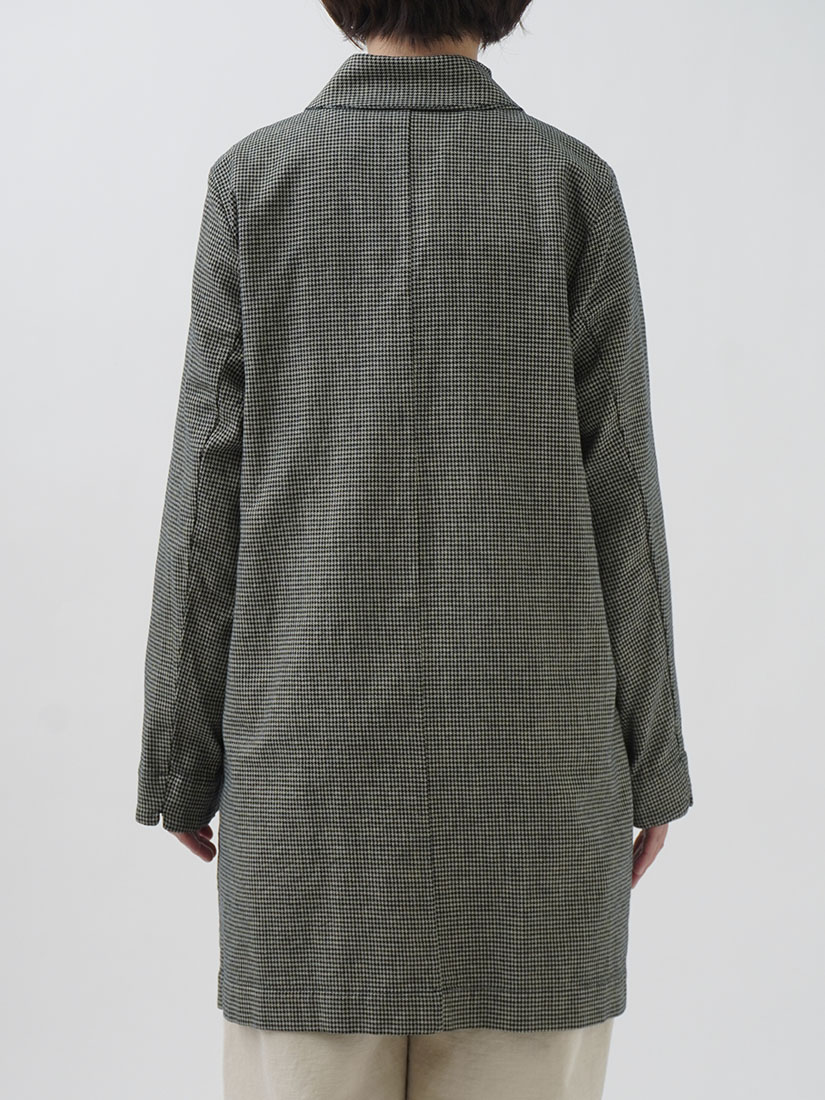 インディゴ千鳥ワイド襟コート 