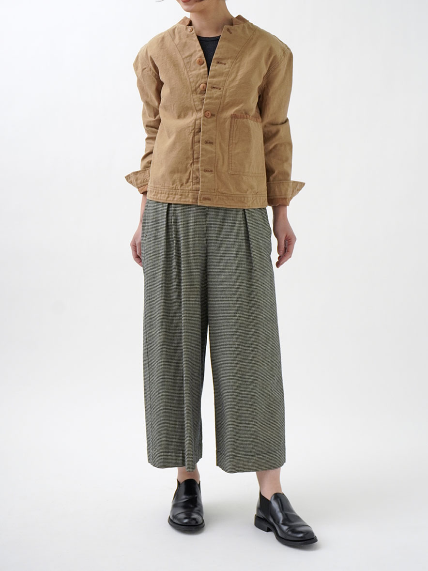 16／-インディゴ千鳥タックパンツ