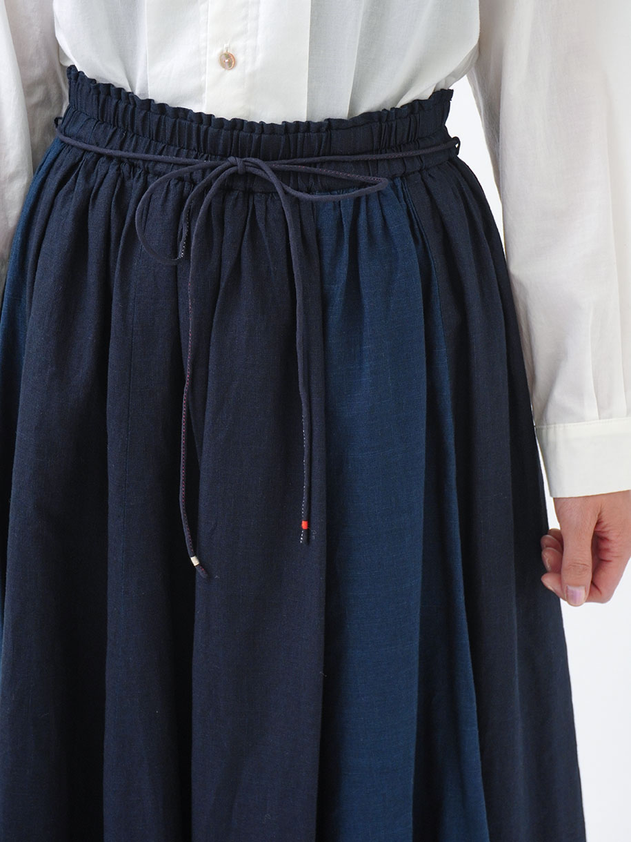 PP38.5インディゴガーゼギャザースカート 