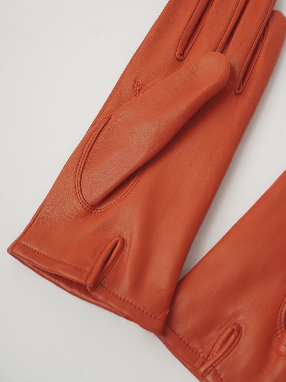 【専用】HERMES エルメス　手袋　ラムスキン　カシミヤ　ロゴ　オレンジ 羊革×カシミヤイタリアンラムレザーグローブ