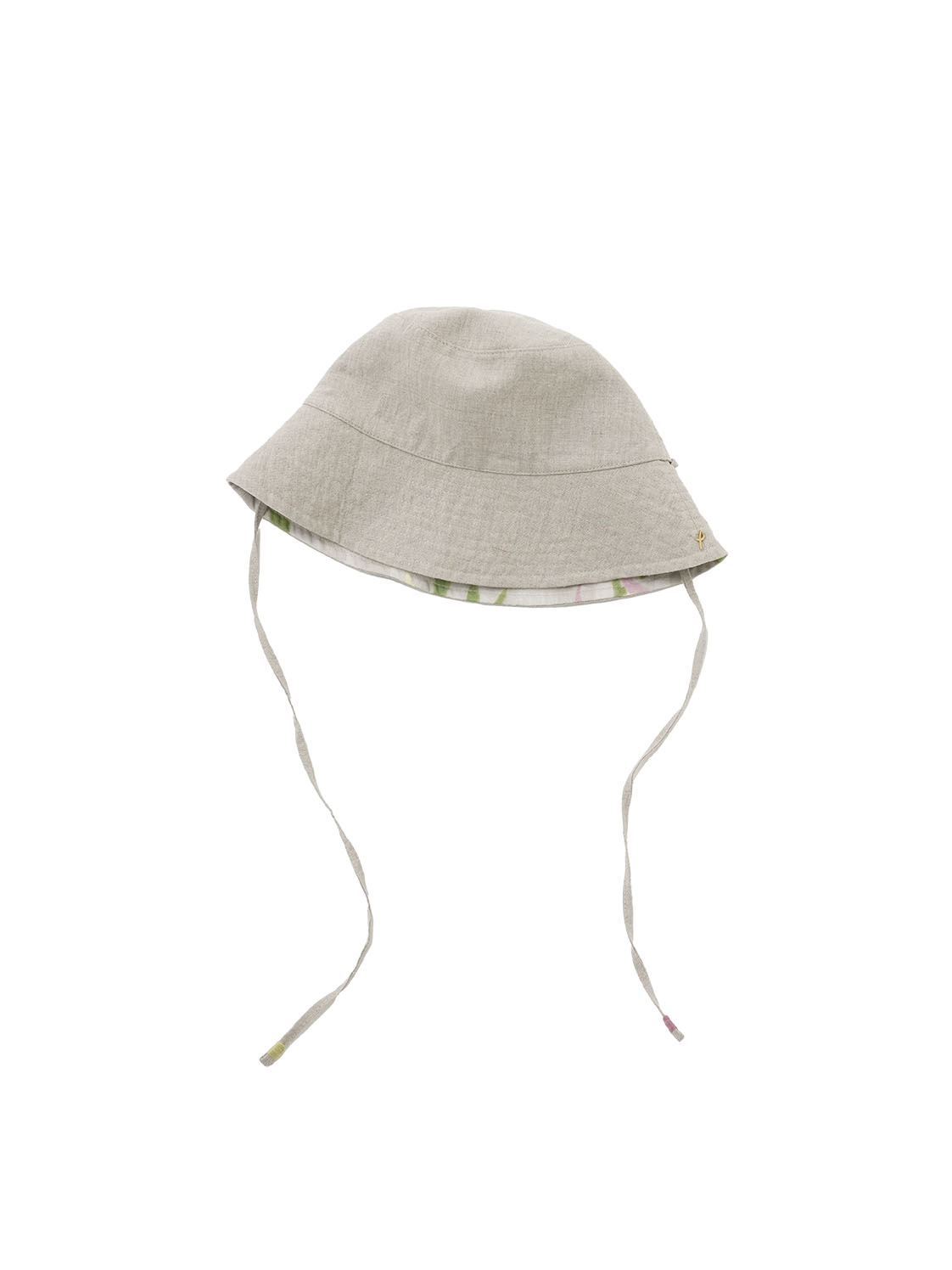 リネン×コットンリネンシーチング　茗荷の花柄リバーシブルハット