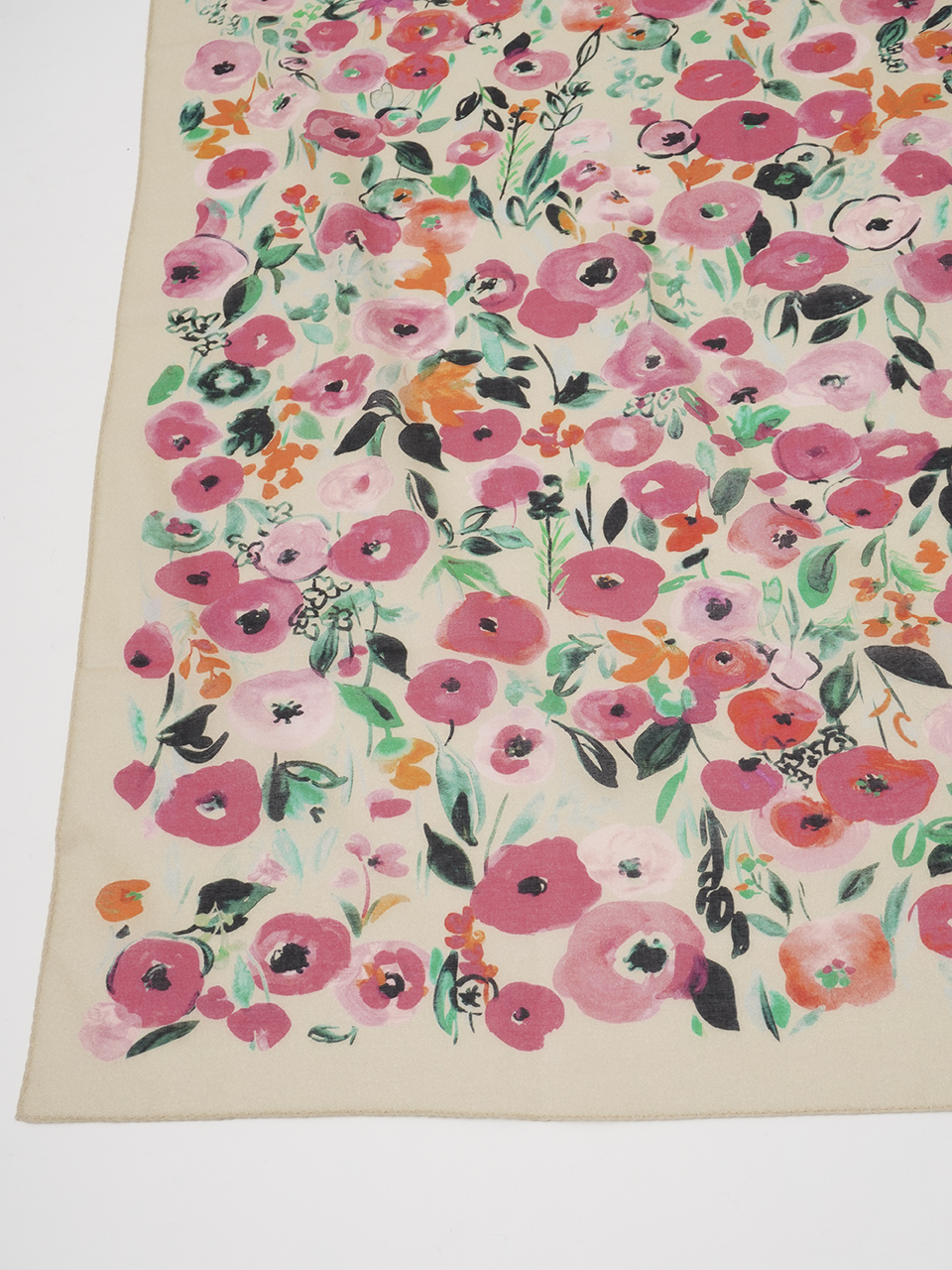 綿ガーゼ 冴え咲き柄スカーフ